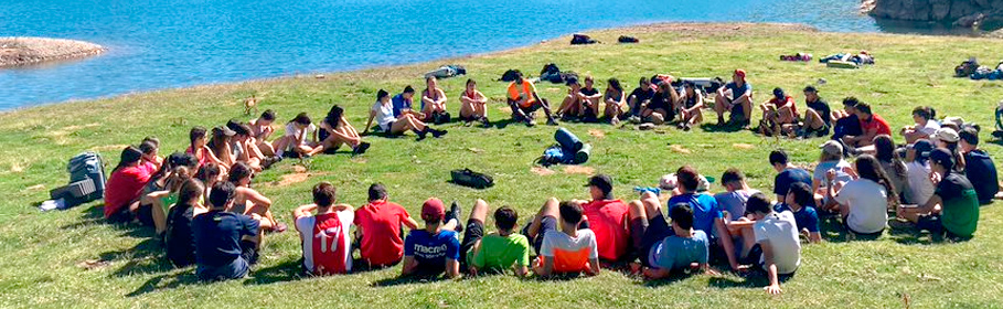 Group of students sitting on the mount
