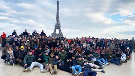Group of young people traveling in Paris